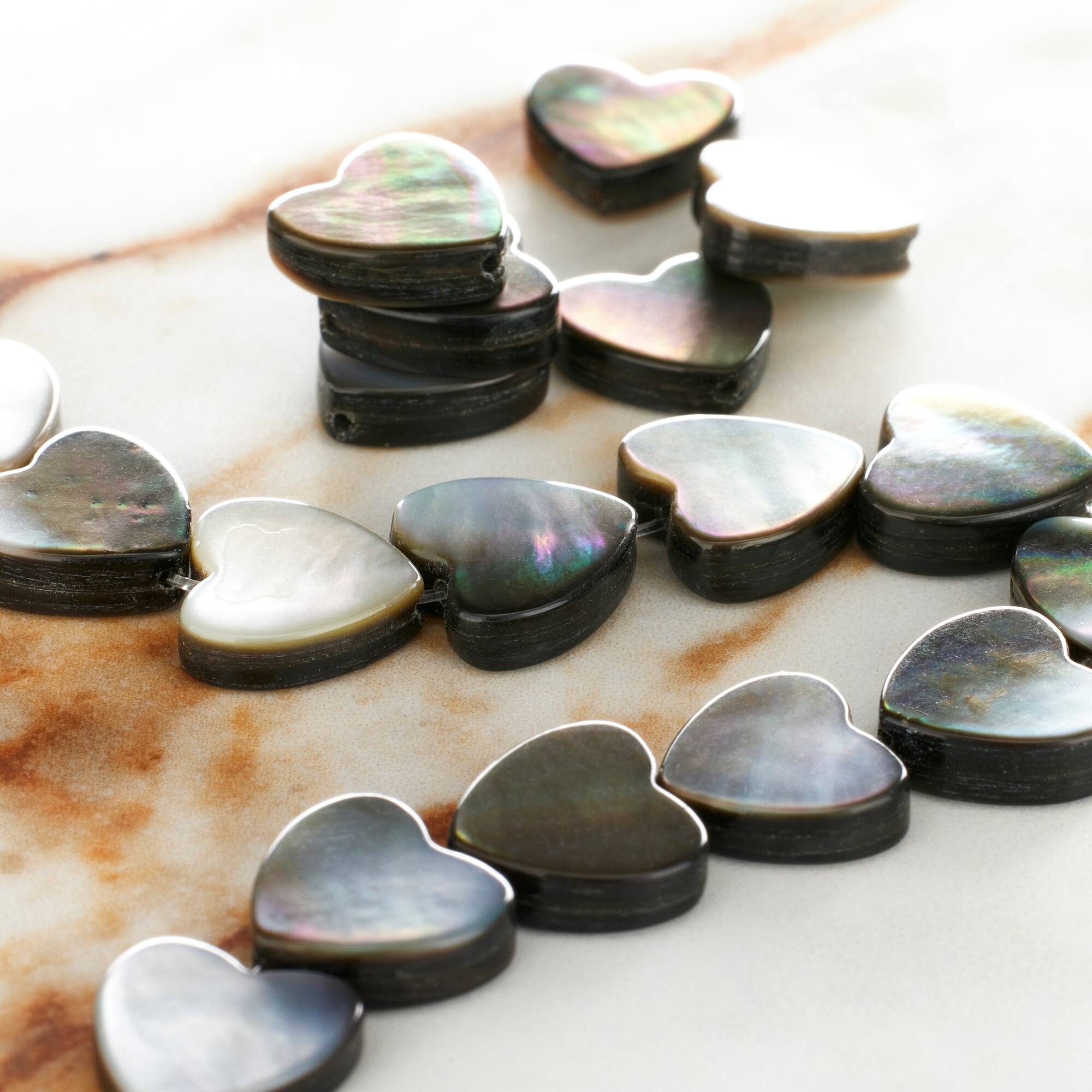Gray Shell Heart Beads, 10mm by Bead Landing™